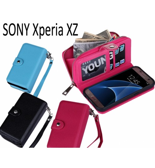 Sony Xperia Xz Detachable Full Wallet Leather Case - Sky Blue