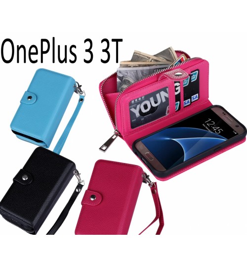 Oneplus 3 3t Detachable Full Wallet Leather Case - Sky Blue