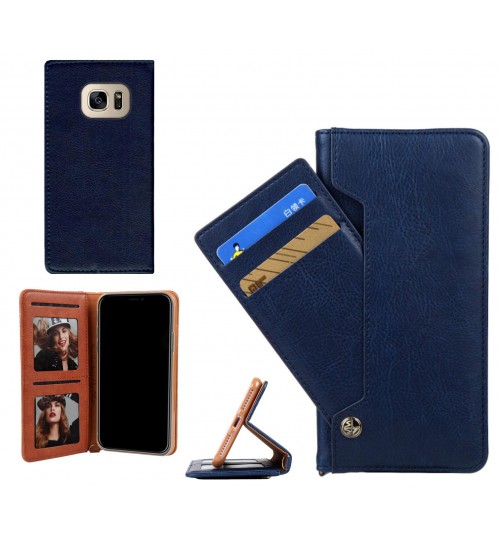 Galaxy S7 Slim Leather Wallet Case 6 Cards 2 Id Magnet - Grey