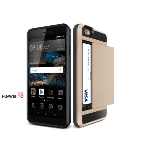 Huawei P8 impact proof hybrid case card holder