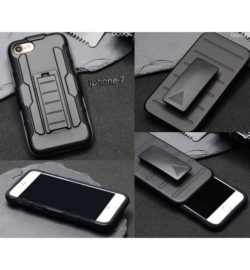 iPhone 7 Case Heavy Duty Hybrid Slim Armor Holster Case+Belt Clip Holster