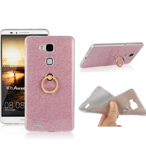 HUAWEI MATE 7 Soft tpu Bling Kickstand Case with Ring Rotary Metal Mount