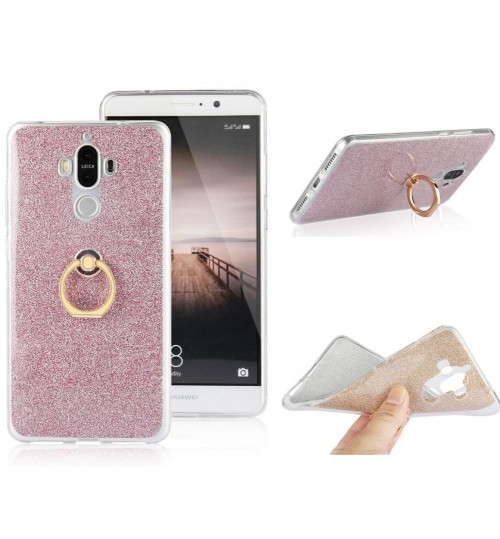 HUAWEI MATE 9 Soft tpu Bling Kickstand Case with Ring Rotary Metal Mount