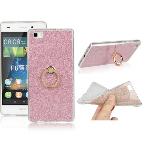 HUAWEI P8 LITE Soft tpu Bling Kickstand Case with Ring Rotary Metal Mount