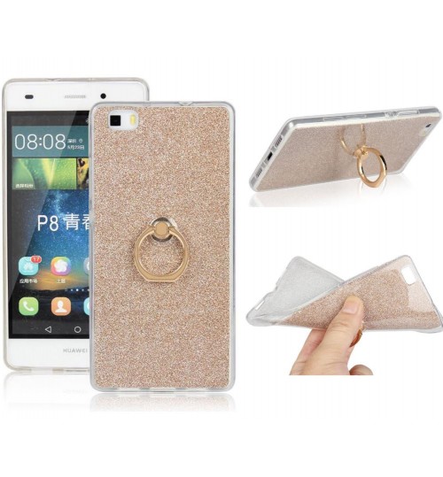 HUAWEI P8 LITE Soft tpu Bling Kickstand Case with Ring Rotary Metal Mount