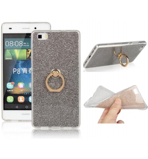 HUAWEI P8 LITE Soft tpu Bling Kickstand Case with Ring Rotary Metal Mount