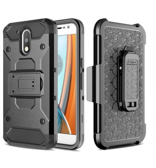 MOTO G4 PLUS Hybrid armor Case+Belt Clip Holster