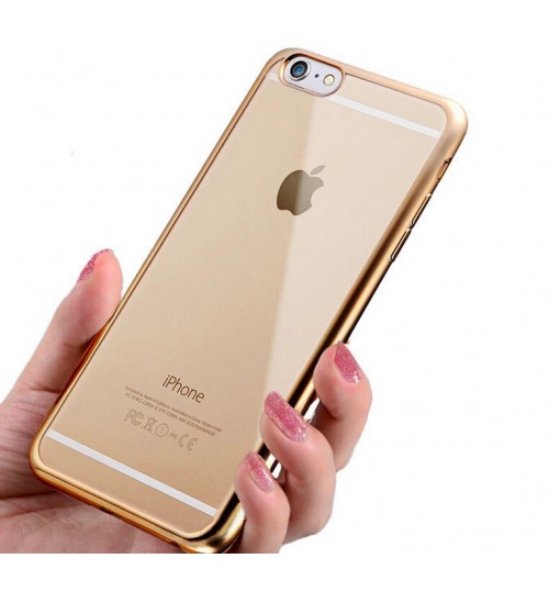 iPhone 6 Plus case plating bumper with clear gel back cover case