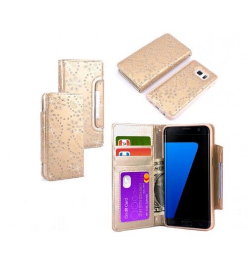 Galaxy s7 edge bling leather wallet case detachable