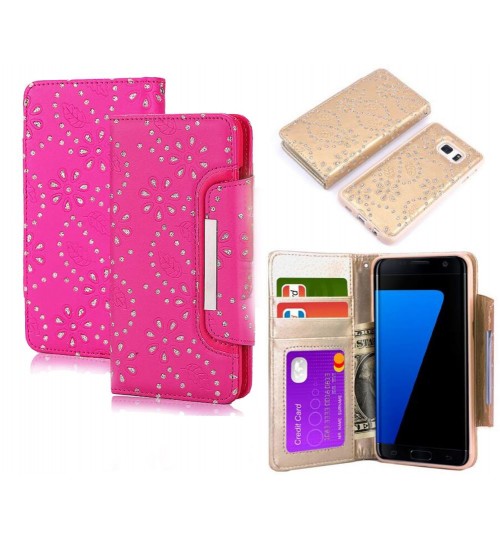 Galaxy s7 edge bling leather wallet case detachable