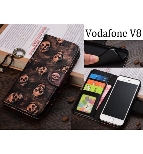 Vodafone V8 Case Leather Wallet Case Cover