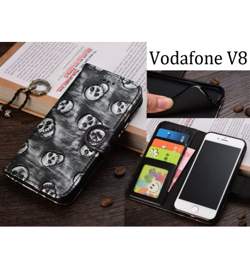 Vodafone V8 Case Leather Wallet Case Cover