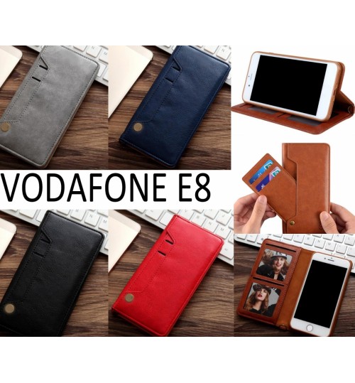 Vodafone E8 Case Slim Leather Wallet Case 6 Cards 2 Id Magnet - Brown