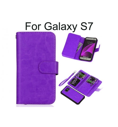 Galaxy S7 double wallet leather detachable case