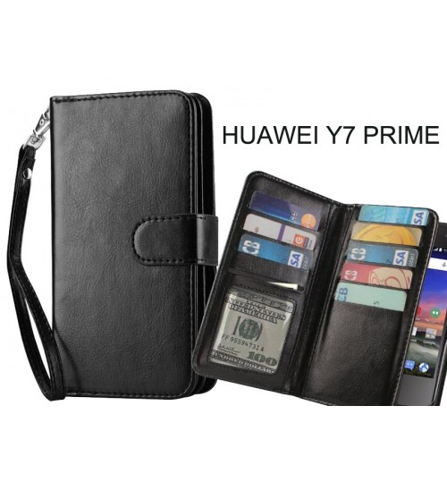 Huawei Y7 Prime Case Multifunction Wallet Leather Case - Black