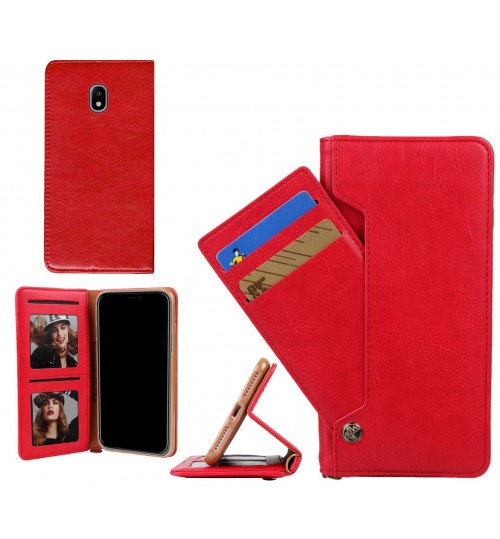 J3 Pro 2017 Case Slim Leather Wallet Case 6 Cards 2 Id Magnet - Red