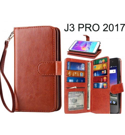 J3 PRO 2017 Case Double Wallet leather case 9 Card Slots