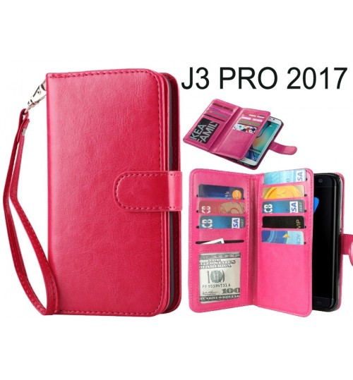 J3 PRO 2017 Case Double Wallet leather case 9 Card Slots