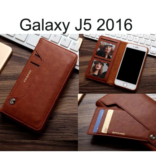 Galaxy J5 2016 Case Slim Leather Wallet Case 6 Cards 2 Id Magnet - Brown