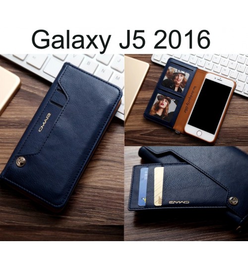 Galaxy J5 2016 Case Slim Leather Wallet Case 6 Cards 2 Id Magnet - Blue
