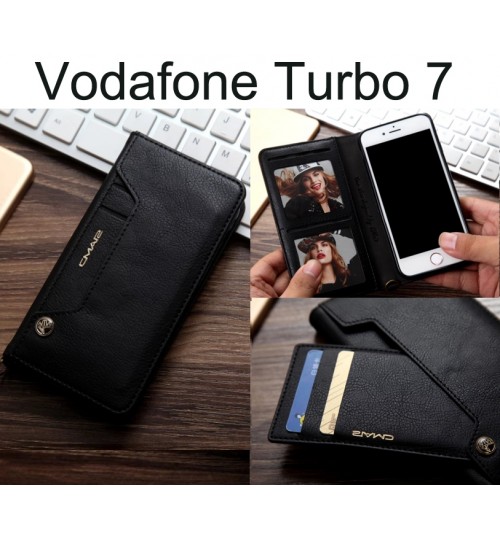 Vodafone Turbo 7 CASE slim leather wallet case 6 cards 2 ID magnet