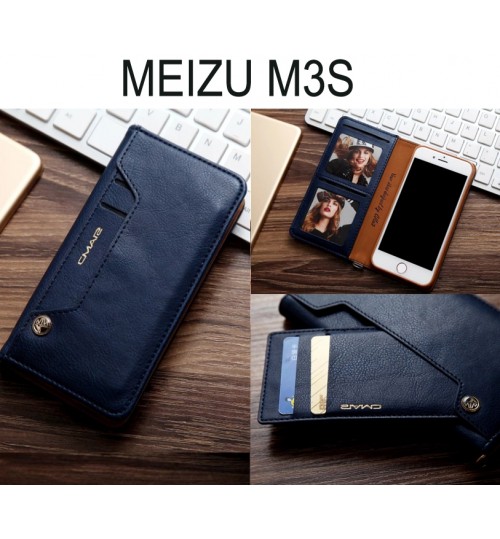 MEIZU M3S CASE slim leather wallet case 6 cards 2 ID magnet