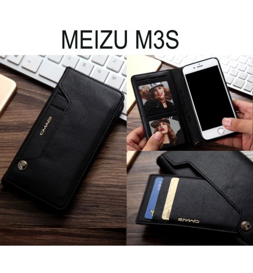 MEIZU M3S CASE slim leather wallet case 6 cards 2 ID magnet