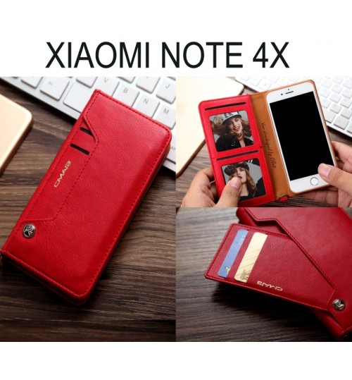 Xiaomi Note 4x Case Slim Leather Wallet Case - Red