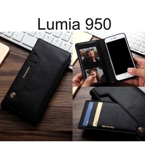 Lumia 950 CASE slim leather wallet case 6 cards 2 ID magnet