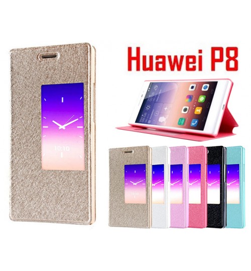 Huawei P8 case luxury view window case+Pen