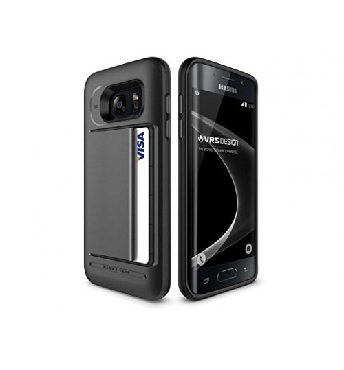 Galaxy S7 edge impact proof hybrid case card clip