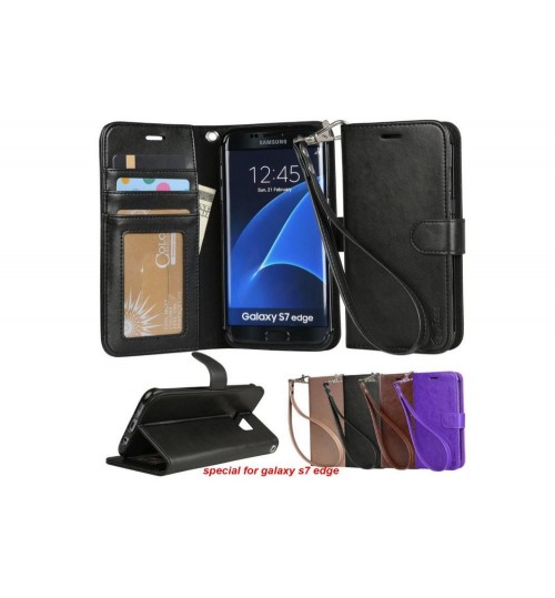 Galaxy S7 edge vintage fine leather wallet case