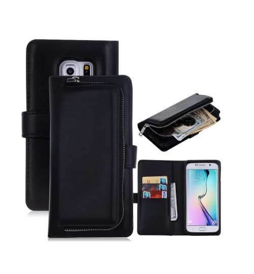 GALAXY S6 double wallet  Leather Zip case detachable