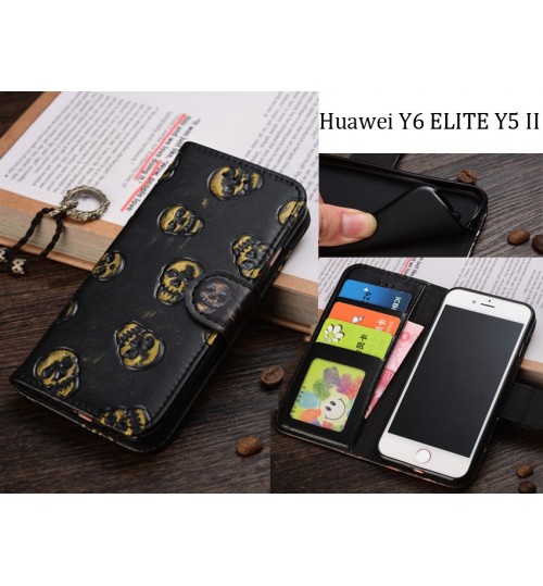 Huawei Y6 ELITE Y5 II Leather Wallet Case Cover