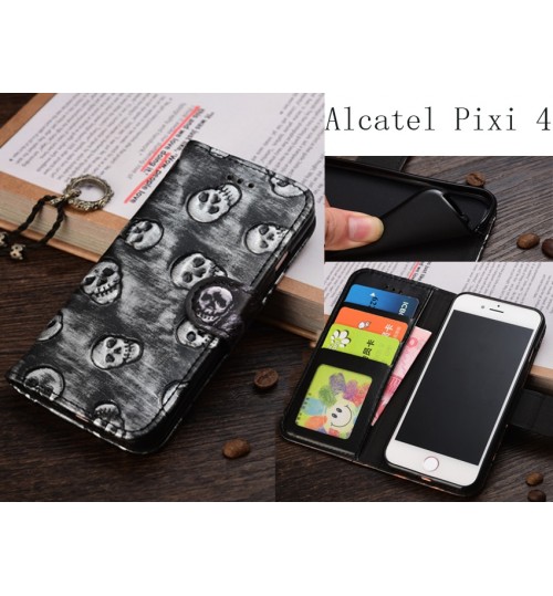 Alcatel Pixi 4  5.0 inch Leather Wallet Case Cover