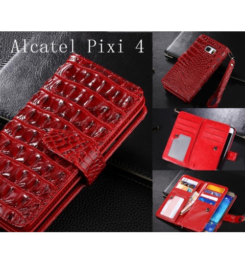 Alcatel Pixi 4 5.0 inch case  Croco wallet Leather case