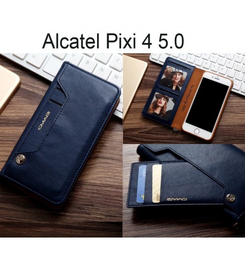 Alcatel Pixi 4 5.0 Inch Case Slim Leather Wallet Case 6 Cards 2 Id Magnet - Blue