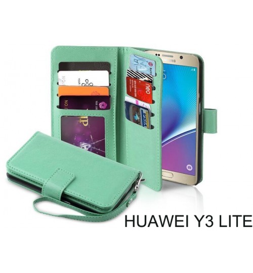 Huawei Y3 lite  Double Wallet leather case 9 Card Slots