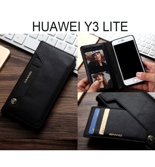 Huawei Y3 Lite Case Slim Leather Wallet Case - Black