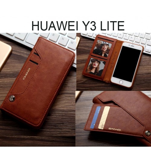 Huawei Y3 Lite Case Slim Leather Wallet Case - Brown