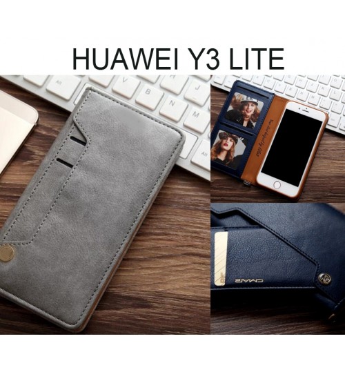 Huawei Y3 Lite Case Slim Leather Wallet Case - Grey