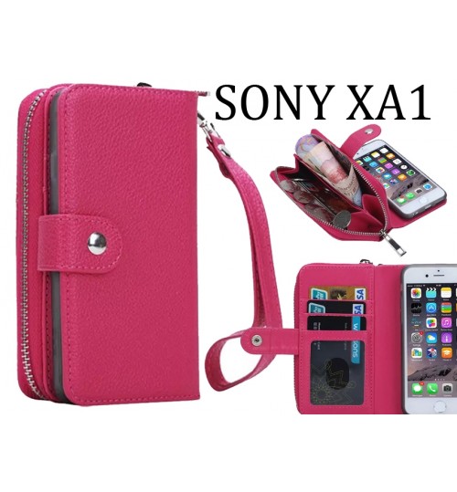 Sony Xperia Xa1 Full Wallet Leather Case - Hot Pink