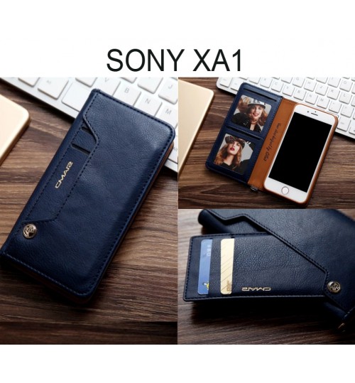 Sony Xperia Xa1 Case Slim Leather Wallet Case - Blue