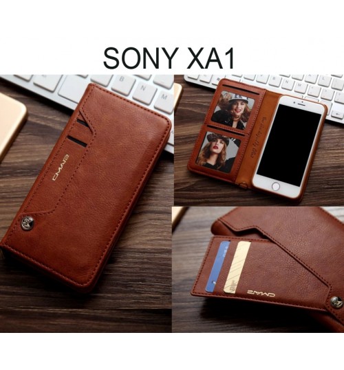 Sony Xperia Xa1 Case Slim Leather Wallet Case - Brown