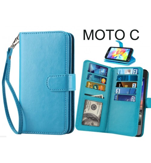 MOTO C case Double Wallet leather case 9 Card Slots