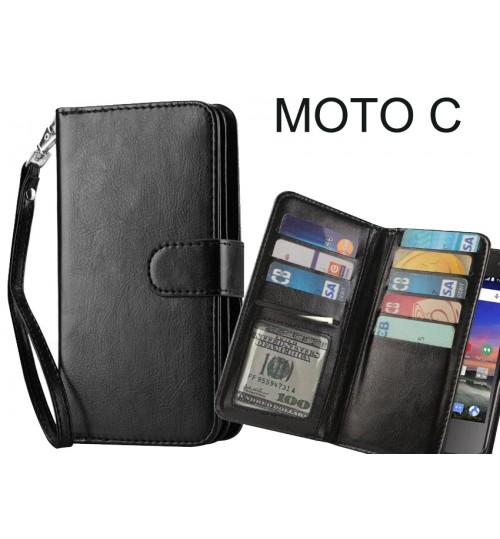 MOTO C case Double Wallet leather case 9 Card Slots