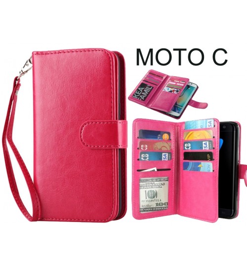 MOTO C case Double Wallet leather case 9 Card Slots