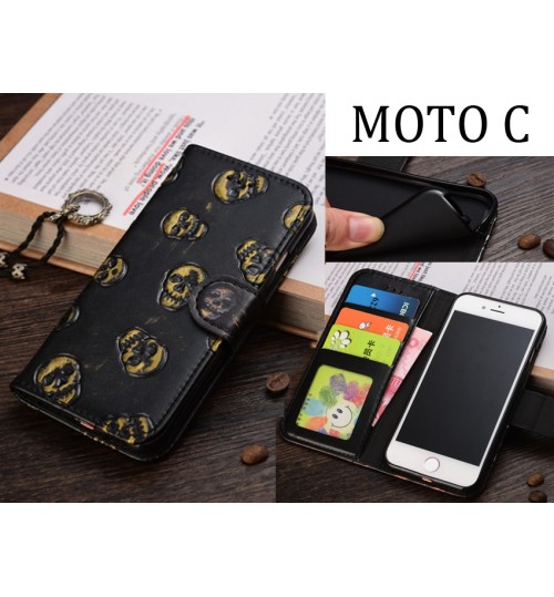 MOTO C case  Leather Wallet Case Cover