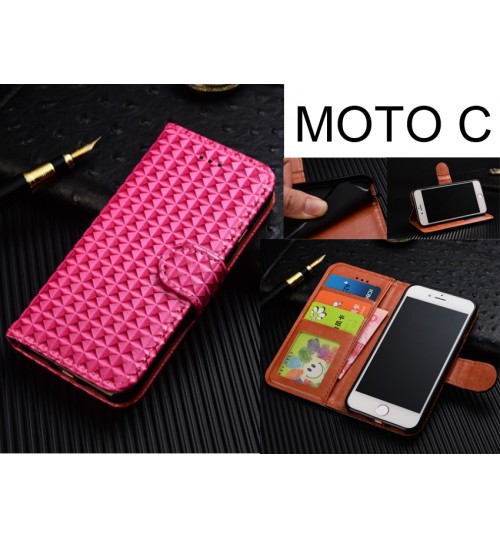 MOTO C case Leather Wallet Case Cover