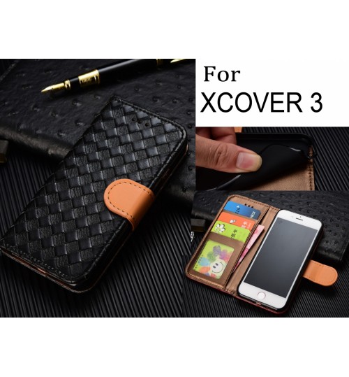 Galaxy Xcover 3 Case  Leather Wallet Case Cover - Blue